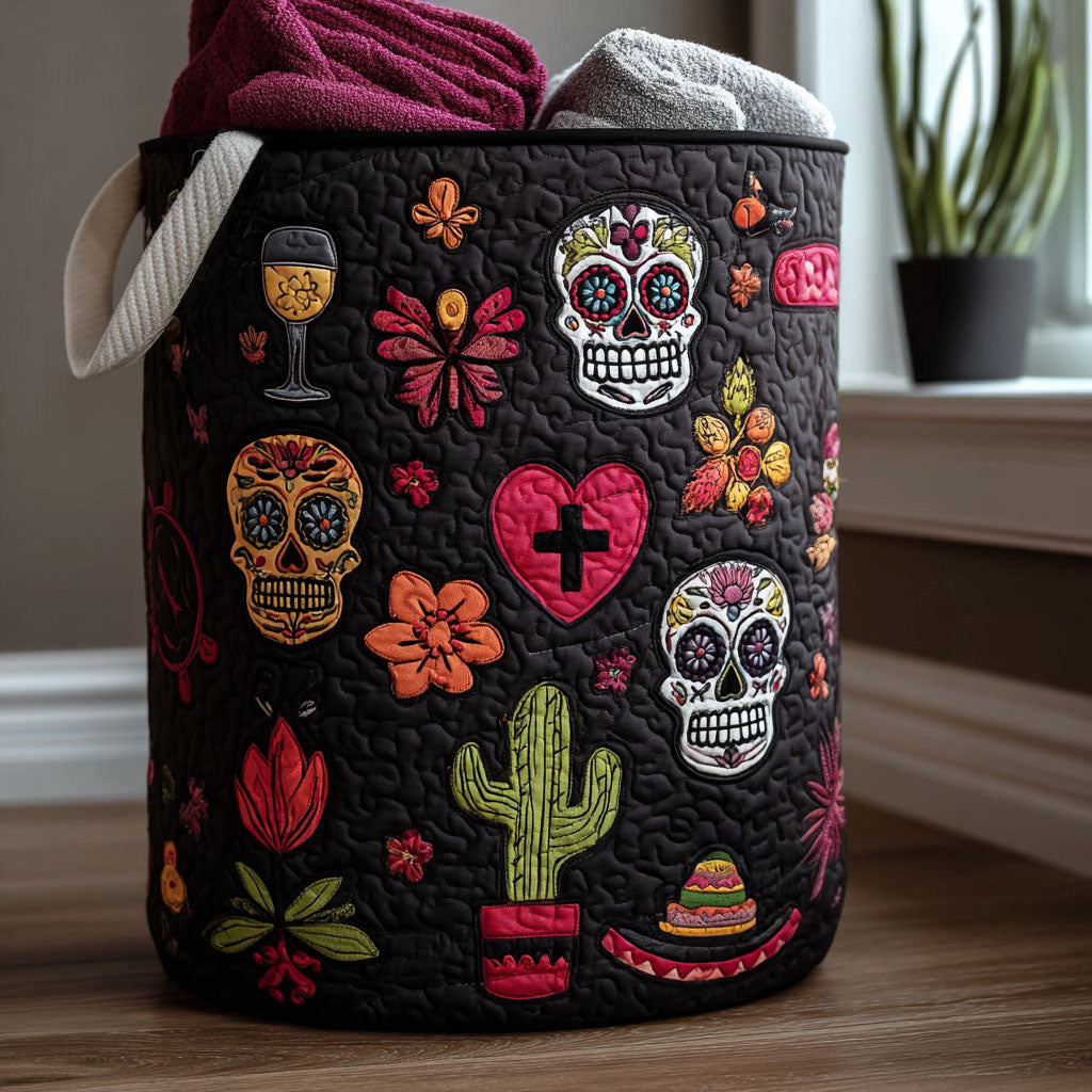 Whisper of the Ancestors Quilted Laundry Basket Coolest Laundry Baskets Dia De Los Muertos Gifts