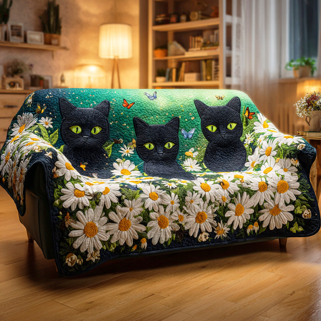 Whispering Moon Quilted Sofa Cover Sofa Couch Cover Black Cat Mom Gifts