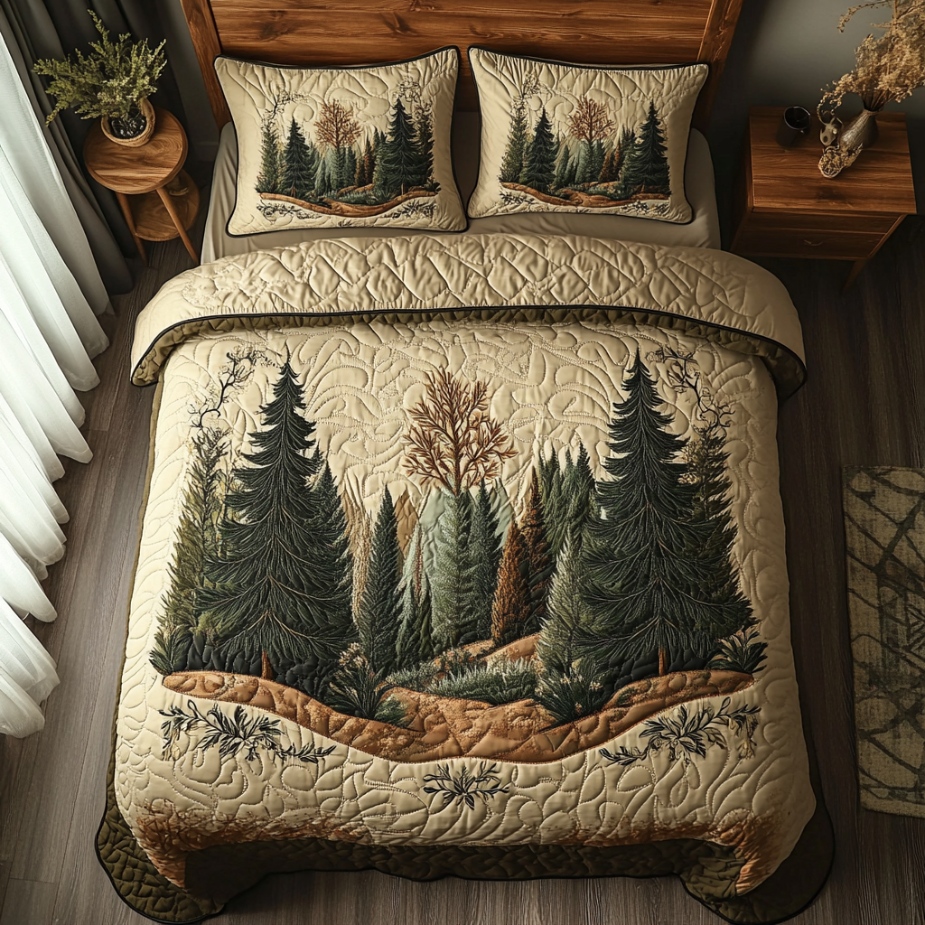Whispering Trees Quilted Bedding Set Bed Room Decoration First Time Mom Gifts