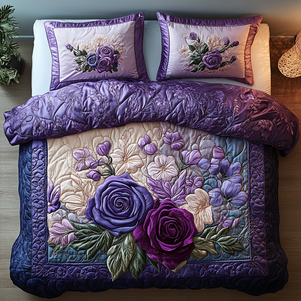 Whispering Wisteria Roses Quilted Bedding Set Best Bedding Sets Father In Law Gifts Dad's Day