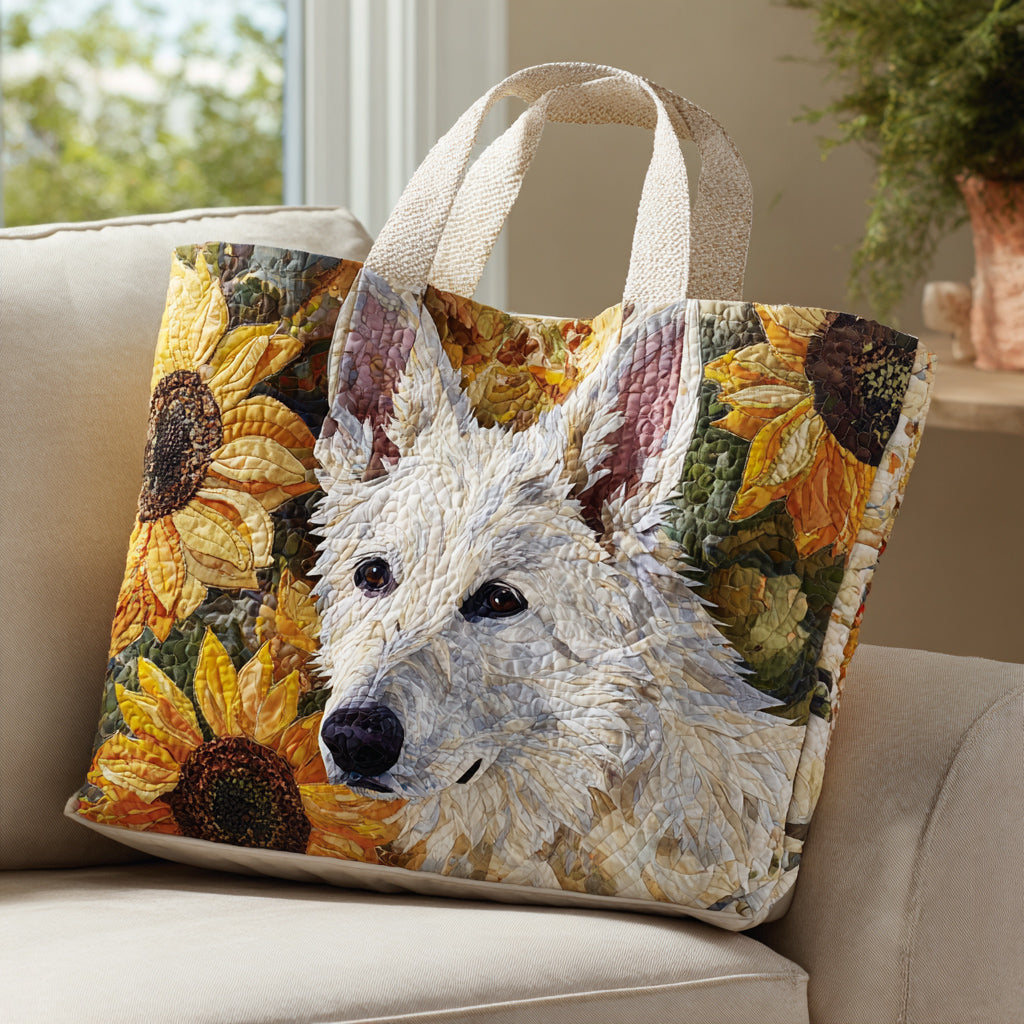 White German Shepherd Sun Quilted Tote Bag Best Everyday Shoulder Bag Great Mother's Day Gifts For Wife