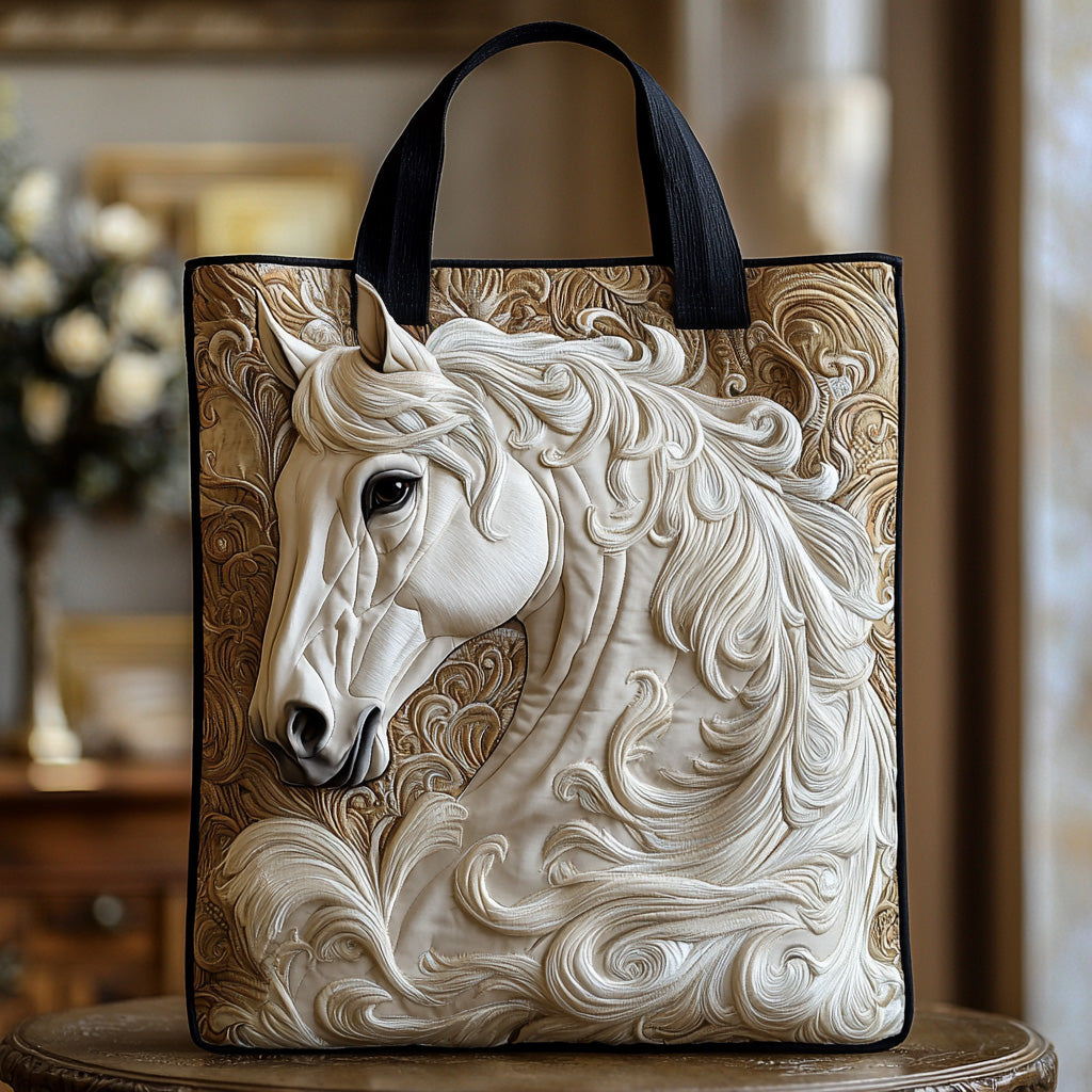 White Horse Grace Quilted Tote Bag The Best Tote Bag Gifts For Mom From Daughter