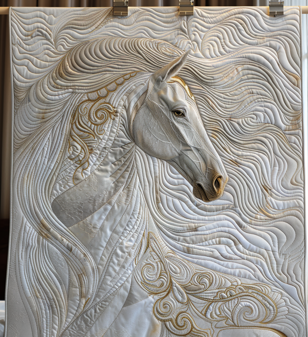 White Horse Tranquility Quilted Blanket Bedroom Decorations Father Daughter Gifts