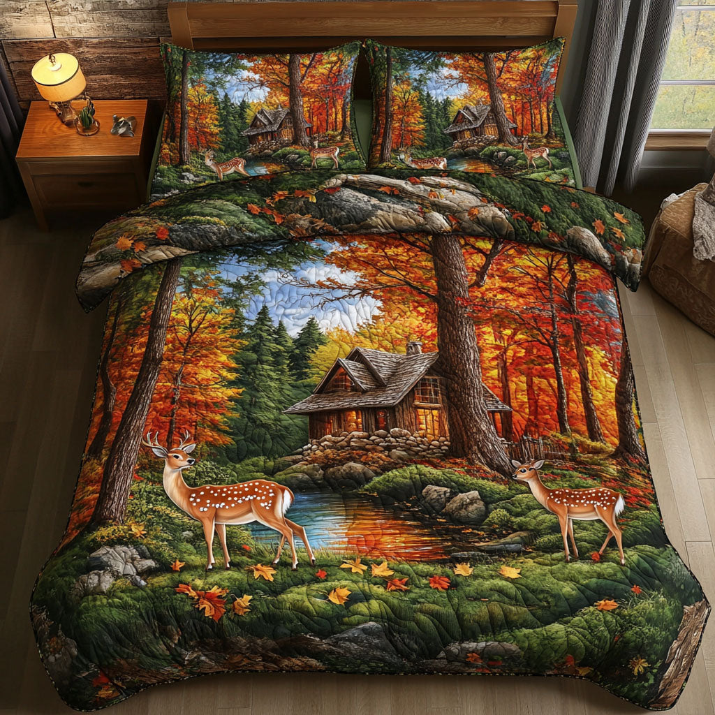 White tailed Deer Escape Quilted Bedding Set Best King Bed Sheets Simple Father's Day Gift Ideas
