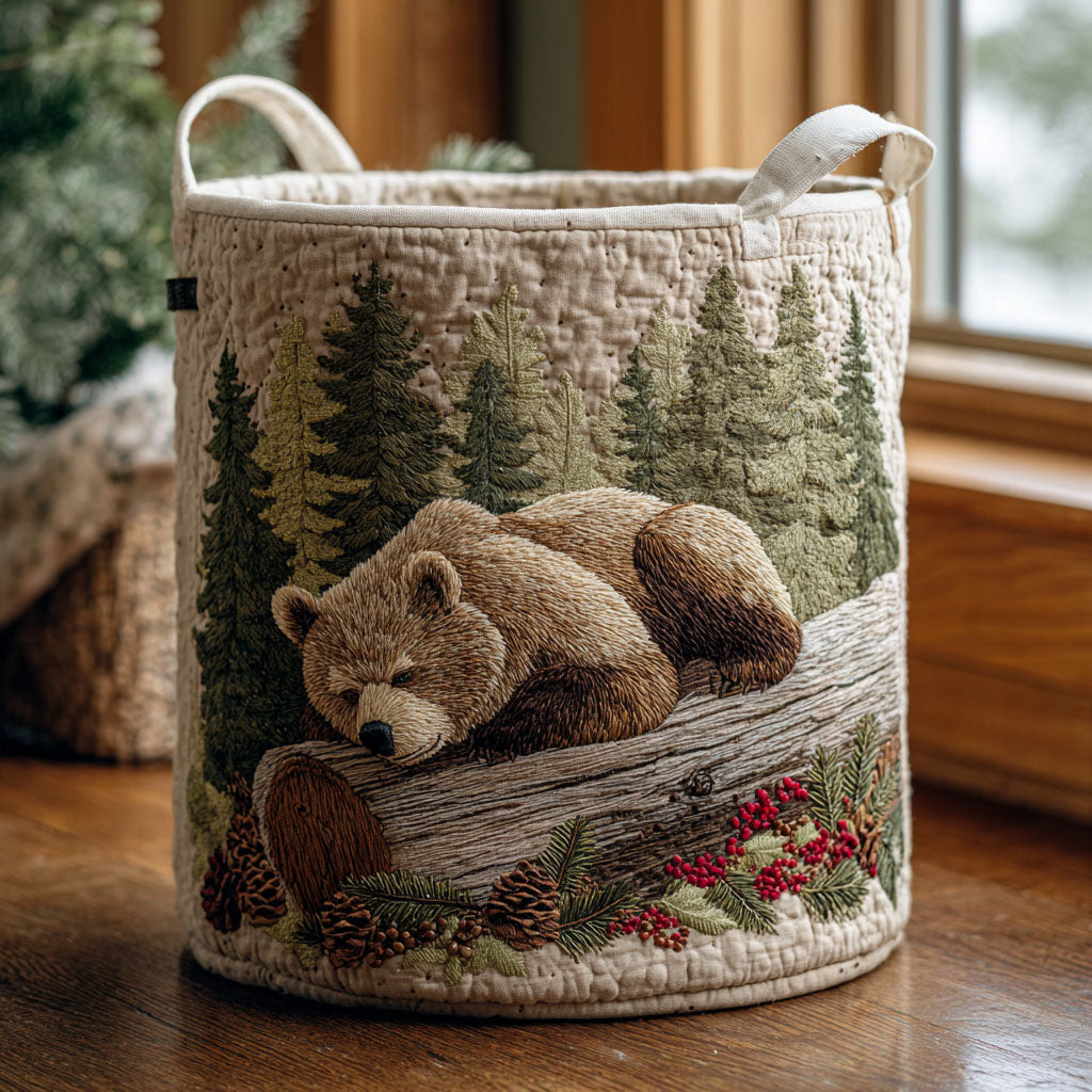 Wild Bear Quilted Laundry Basket Clothes Basket Bear Gifts For Women