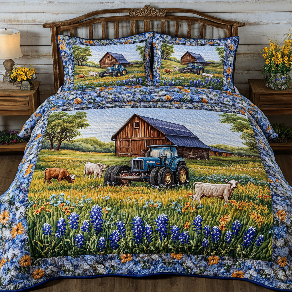 Wild Bluebonnet Quilted Bedding Set Cute Bed Sheets For Teens Best Gifts From Texas