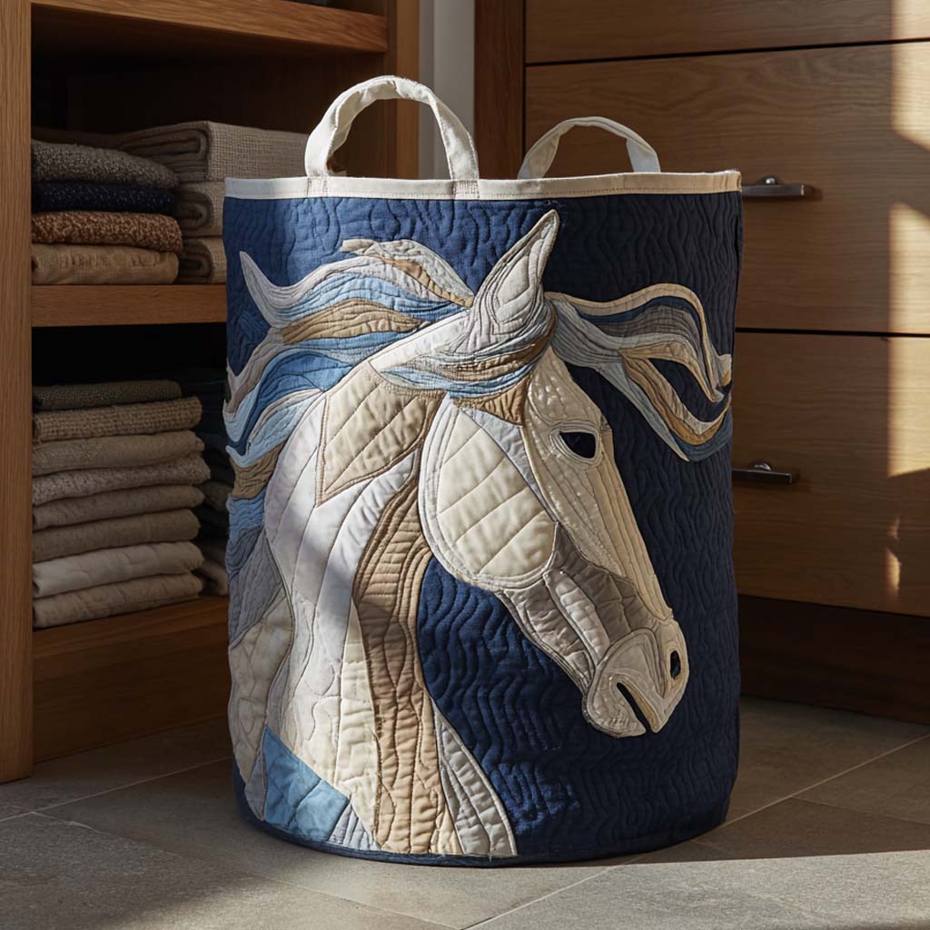 Wild Ember Quilted Laundry Basket Home Decor Gifts For Horse Enthusiasts