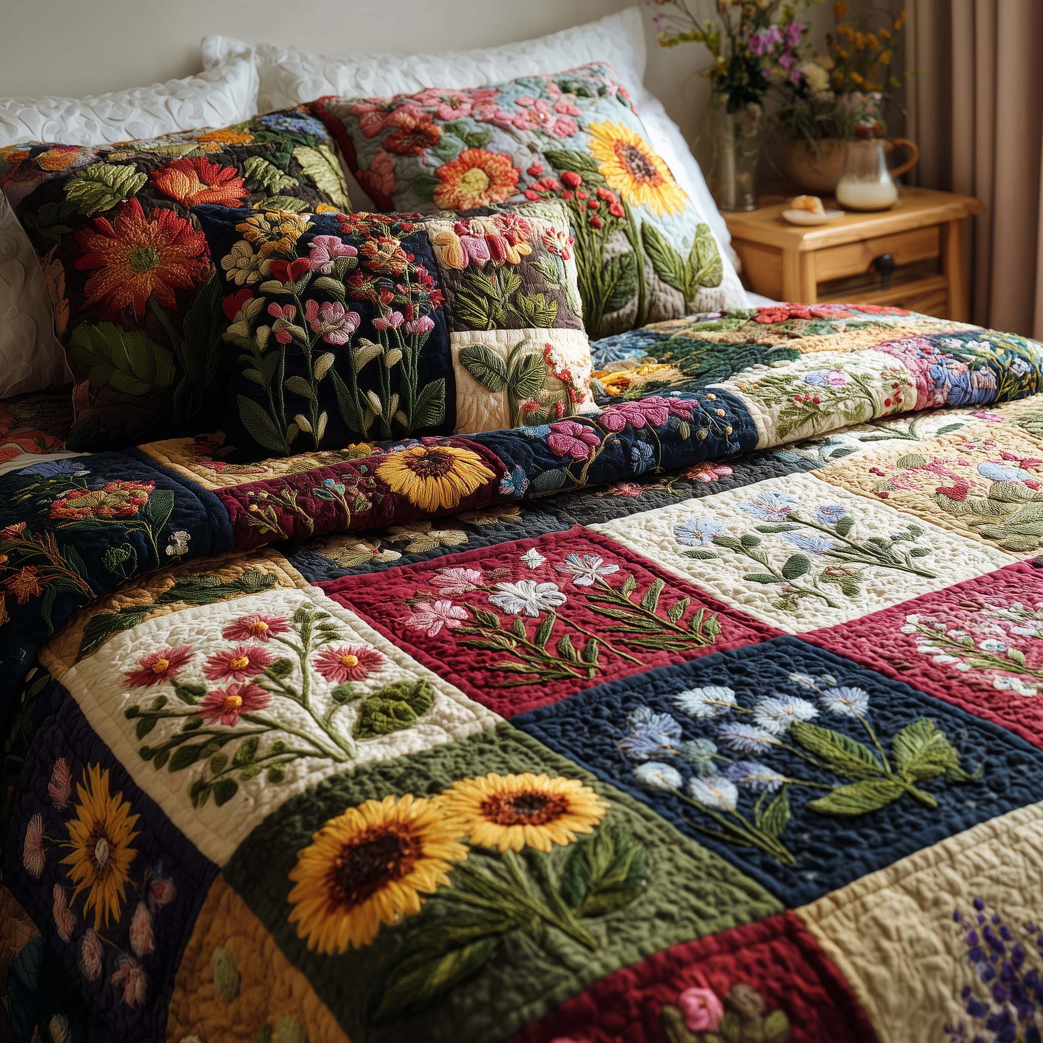 Wild Flora Quilted Bedding Set Best King Sheets Birth Gifts For Mom