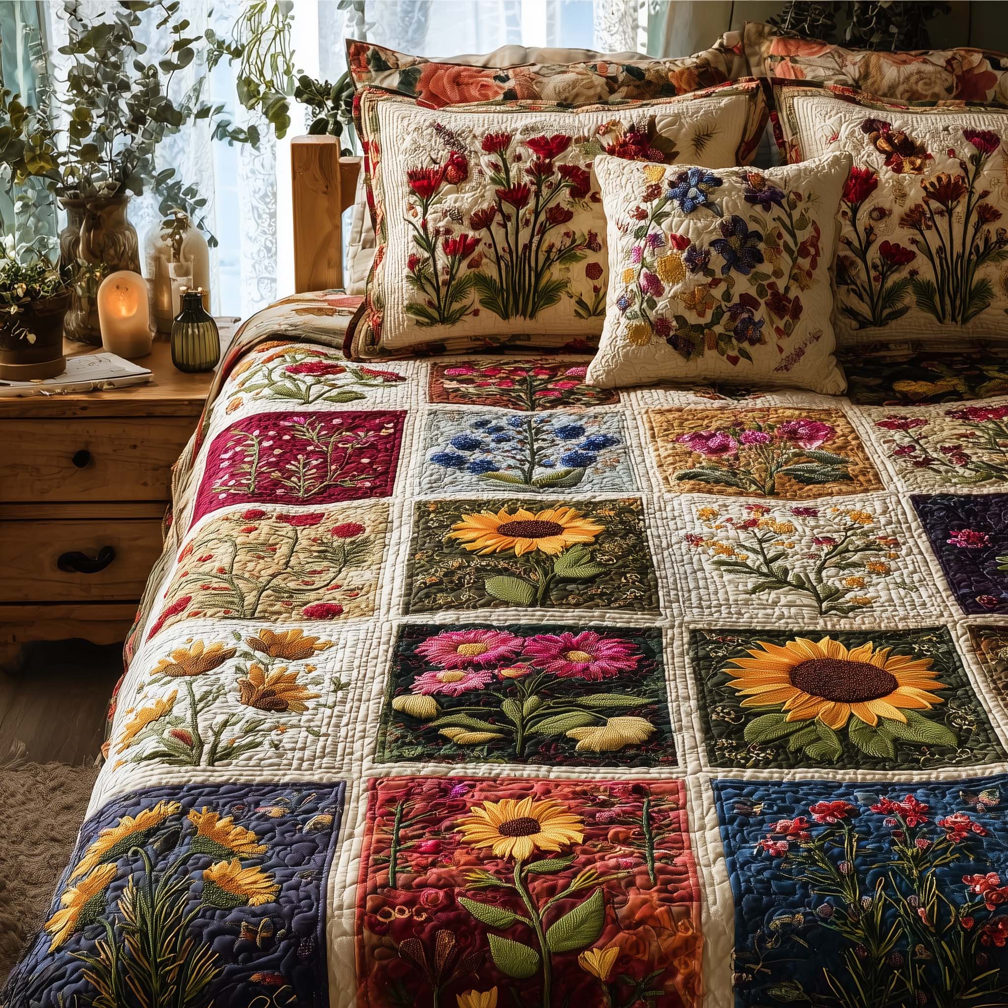 Wild Flora Quilted Bedding Set Unique Bed Sheets Good Mother Gifts