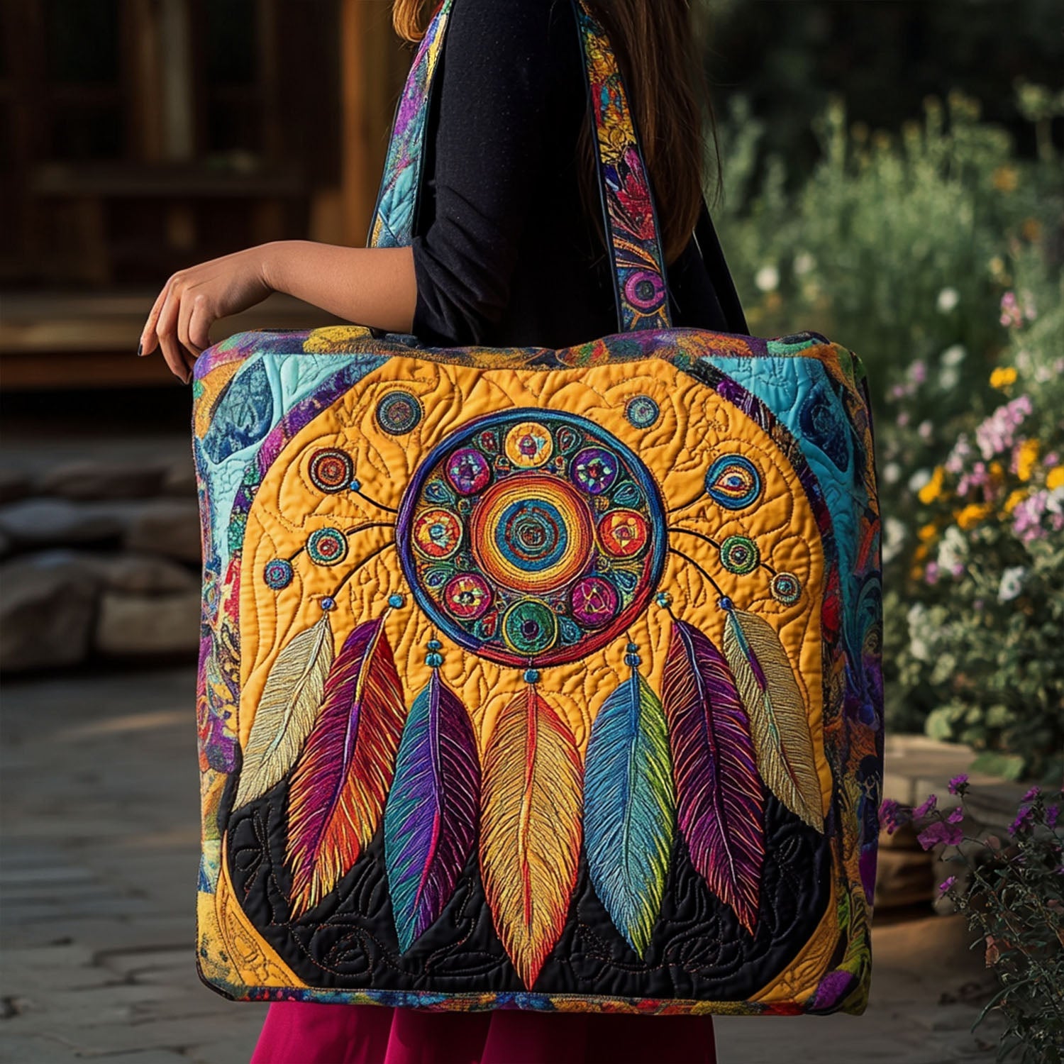Wild Geometry Quilted Tote Bag Nice Tote Bags Mother's Day Gifts For Daughter In Law