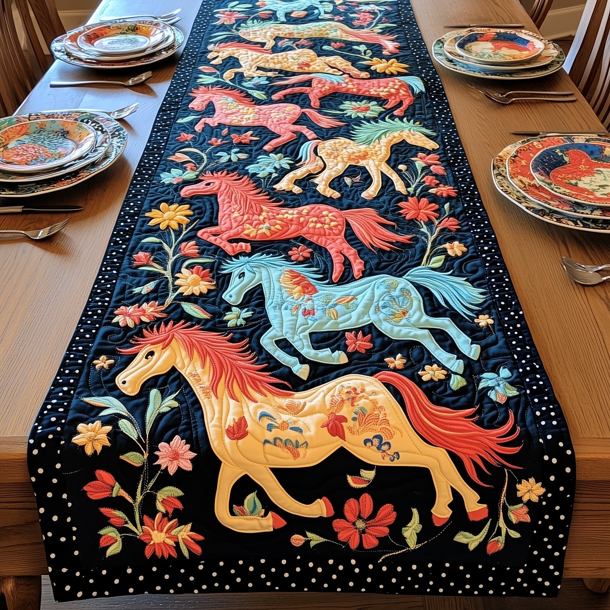 Wild Harmony Horse Quilted Table Runner Dining Room Table Decor Ideas Valentines Gifts For Horse Lovers