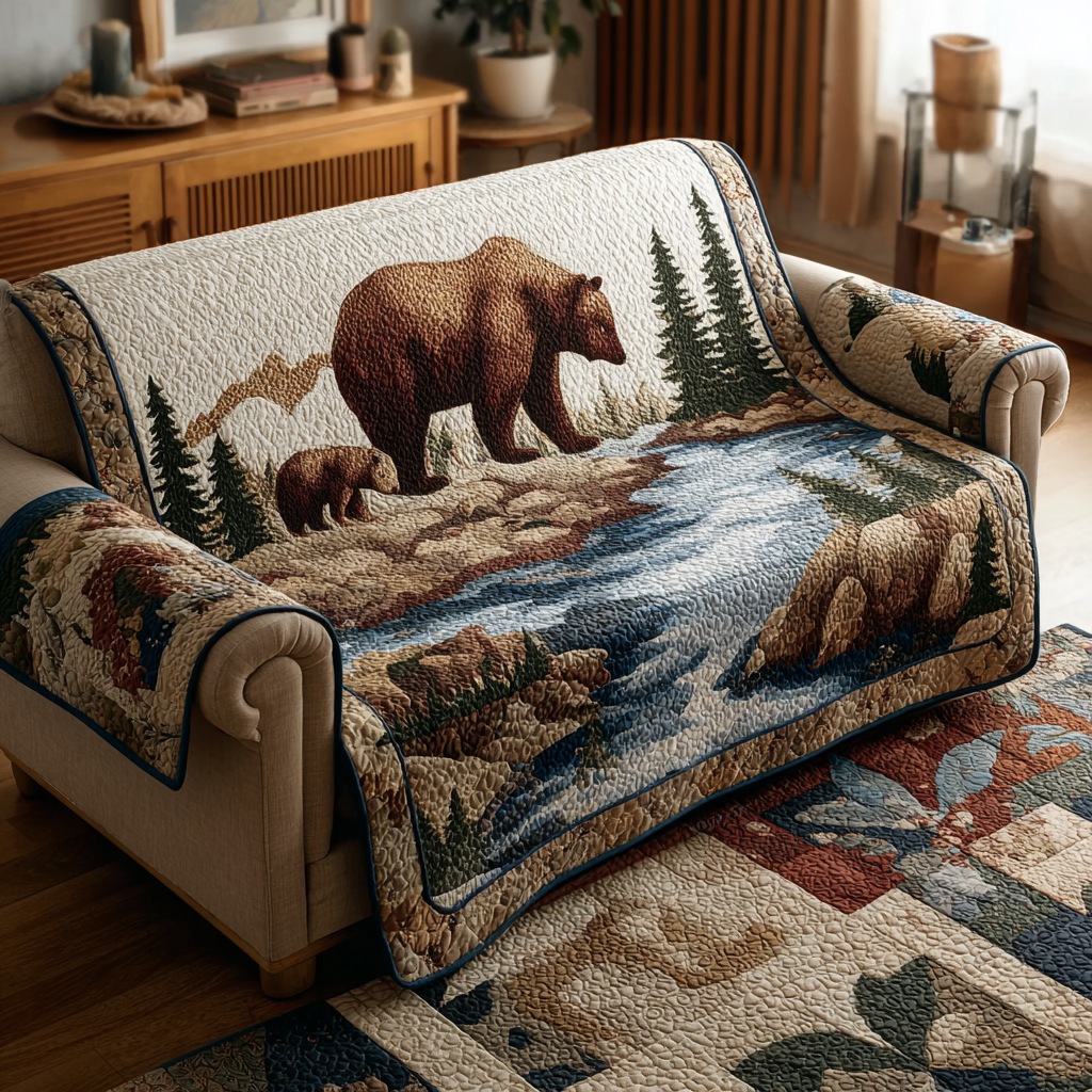Wild Haven Quilted Sofa Cover Furniture Covers Unique Gifts For Bear Lovers