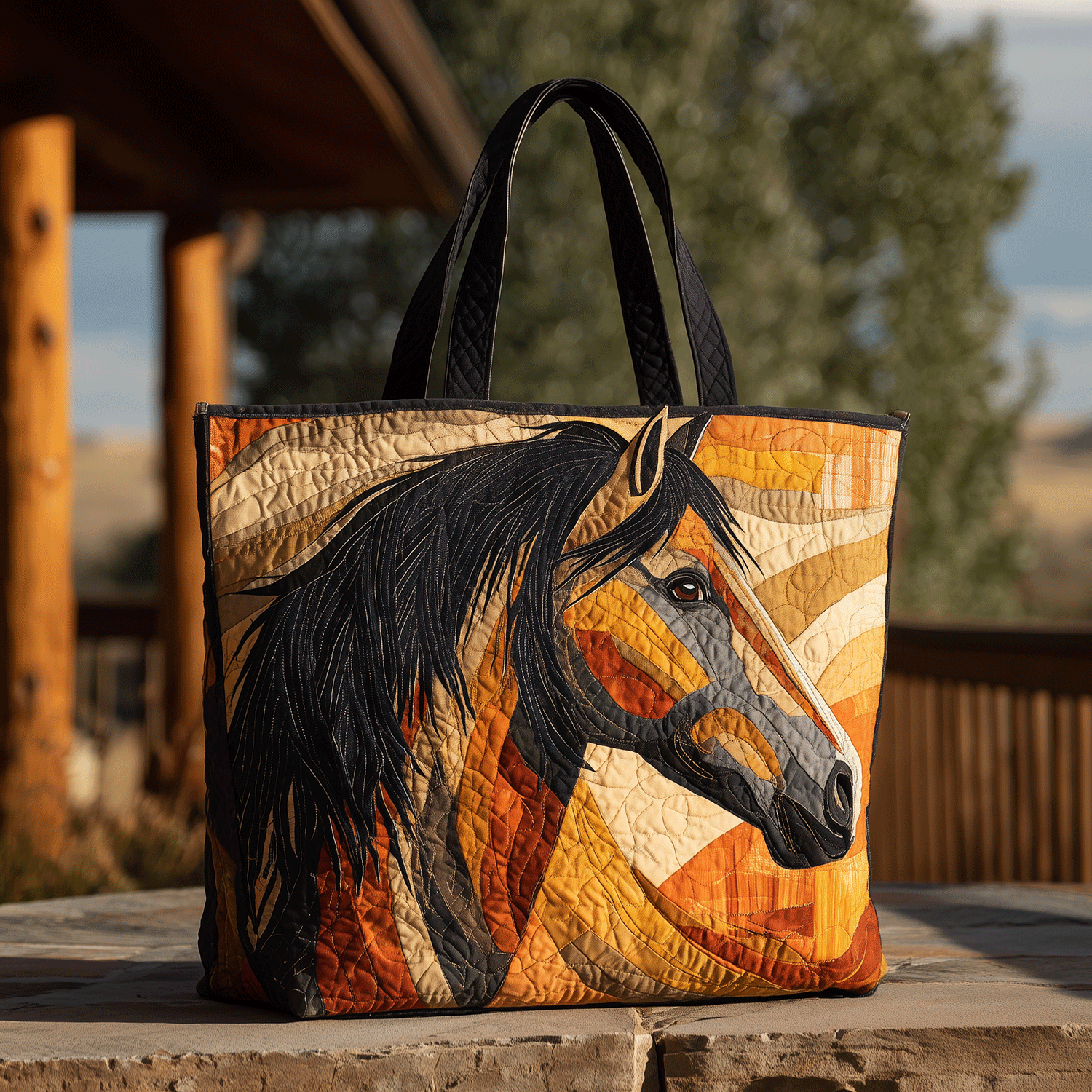 Wild Horse Quilted Tote Bag Best Everyday Tote Bag Thoughtful Mother's Day Gifts