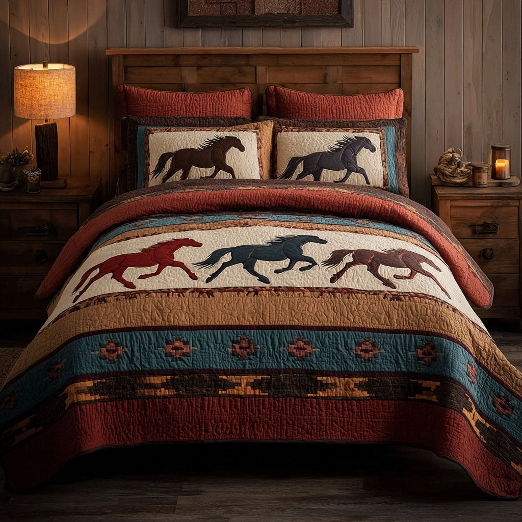 Wild Horses Quilted Bedding Set Bedroom Decorations Unique Horse Gifts For Ladies