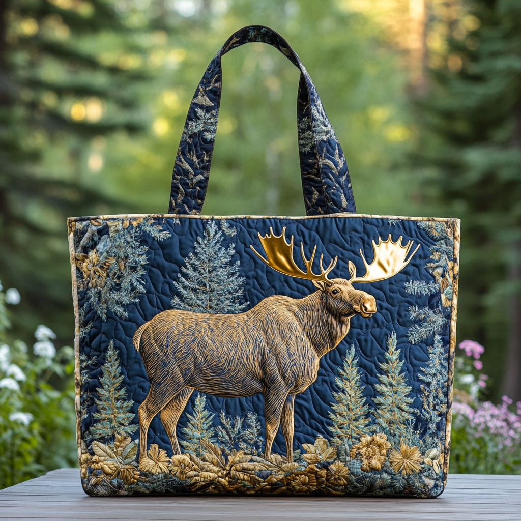 Wild Moose Quilted Tote Bag Best Women's Shoulder Bags Mothers Day Gift For Friends