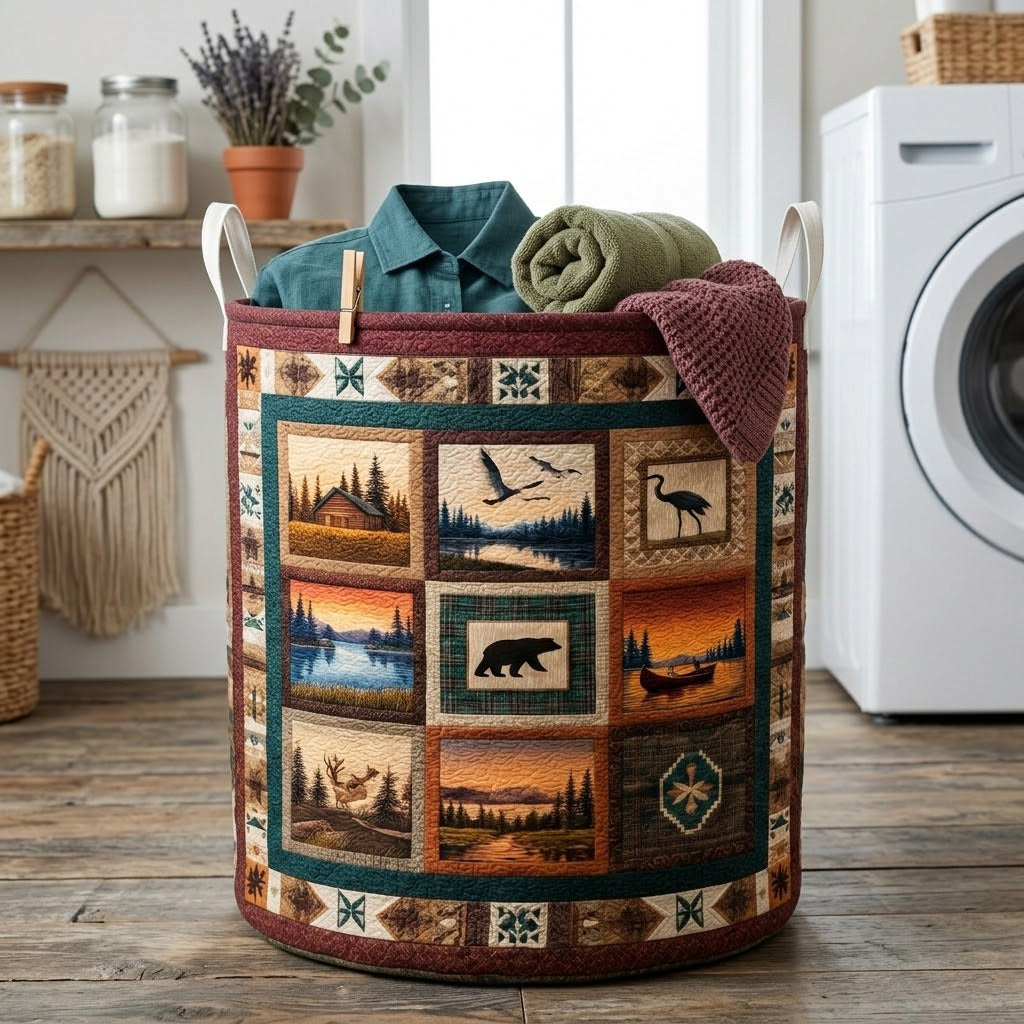 Wild Peaks Quilted Laundry Basket Best Dirty Clothes Hamper Special Father Daughter Gifts