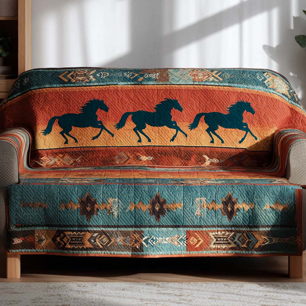 Wild Stallion Valley Quilted Sofa Cover Covers For Sofas Native American Christmas Gift Ideas