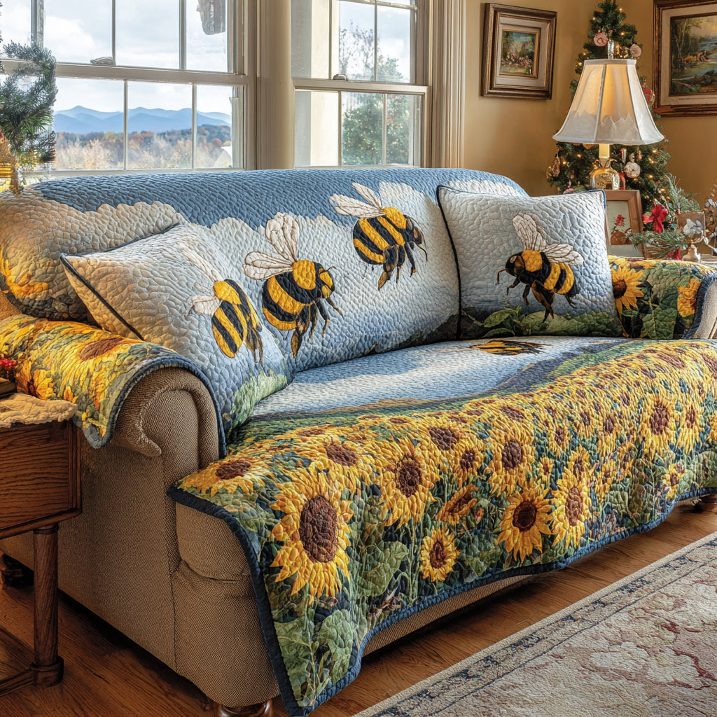 Wild Sunflower Quilted Sofa Cover Nice Sofa Covers Sunflower Gifts For Mom