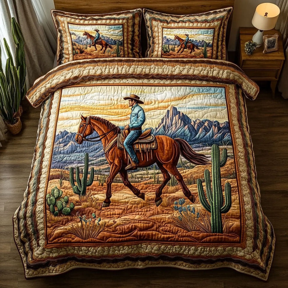 Wild West Cowboy Quilted Bedding Set Rustic Bedroom Decor Gifts Ideas