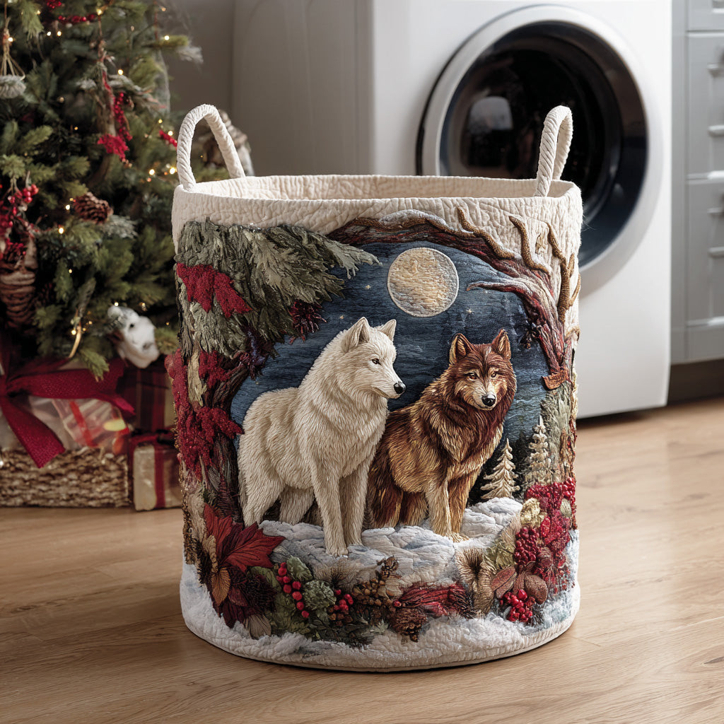Wild Winter Hunt Quilted Laundry Basket Dirty Clothes Hampers Family Christmas Gifts