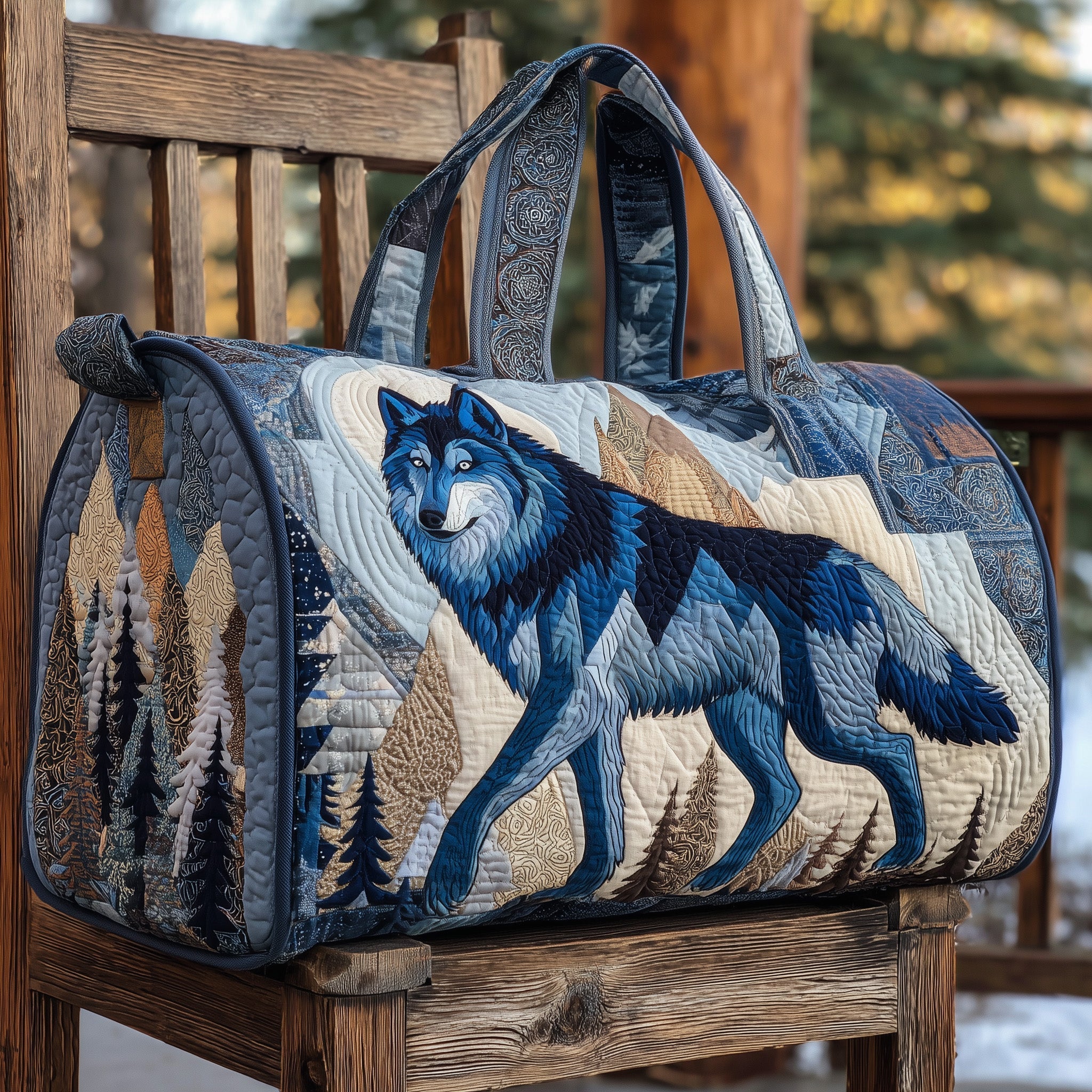 Wild Wolf Quilted Duffle Bag Cute Travel Duffel Bags Native American Mother'S Day Gifts