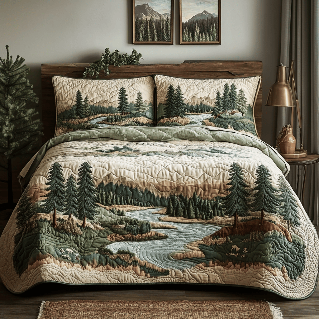 Wilderness Escape Quilted Bedding Set Best Queen Sheets Gifts For Father's Day From Wife