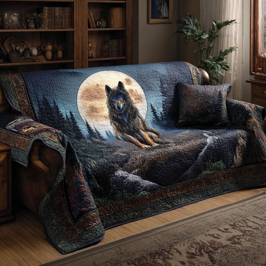 Wilderness Spirit Quilted Sofa Cover Home Decor Best Gifts For Wolf Lovers