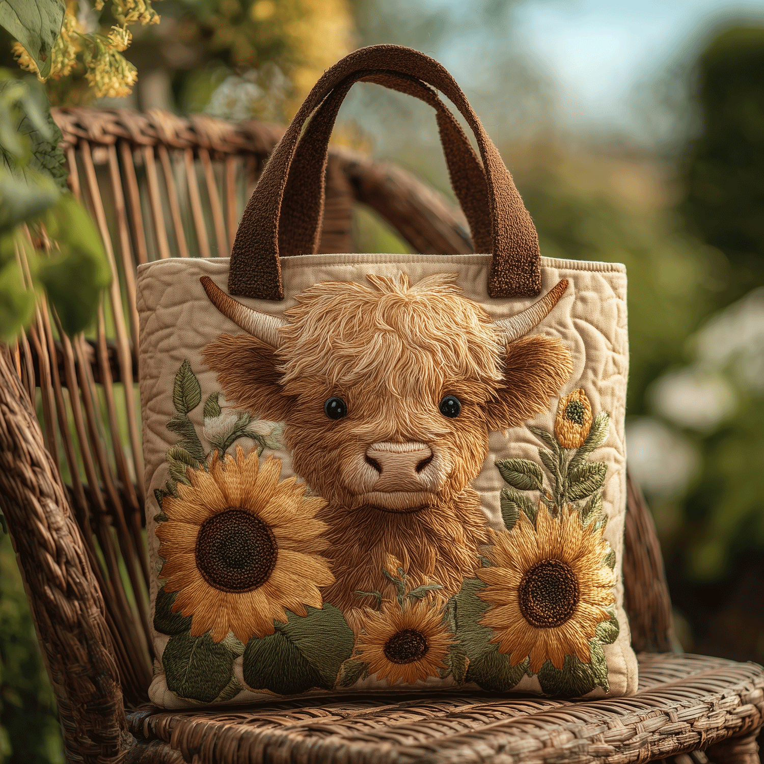 Wildflower Cow Quilted Tote Bag Best Shoulder Tote Bag Best Gift For Mother In Law