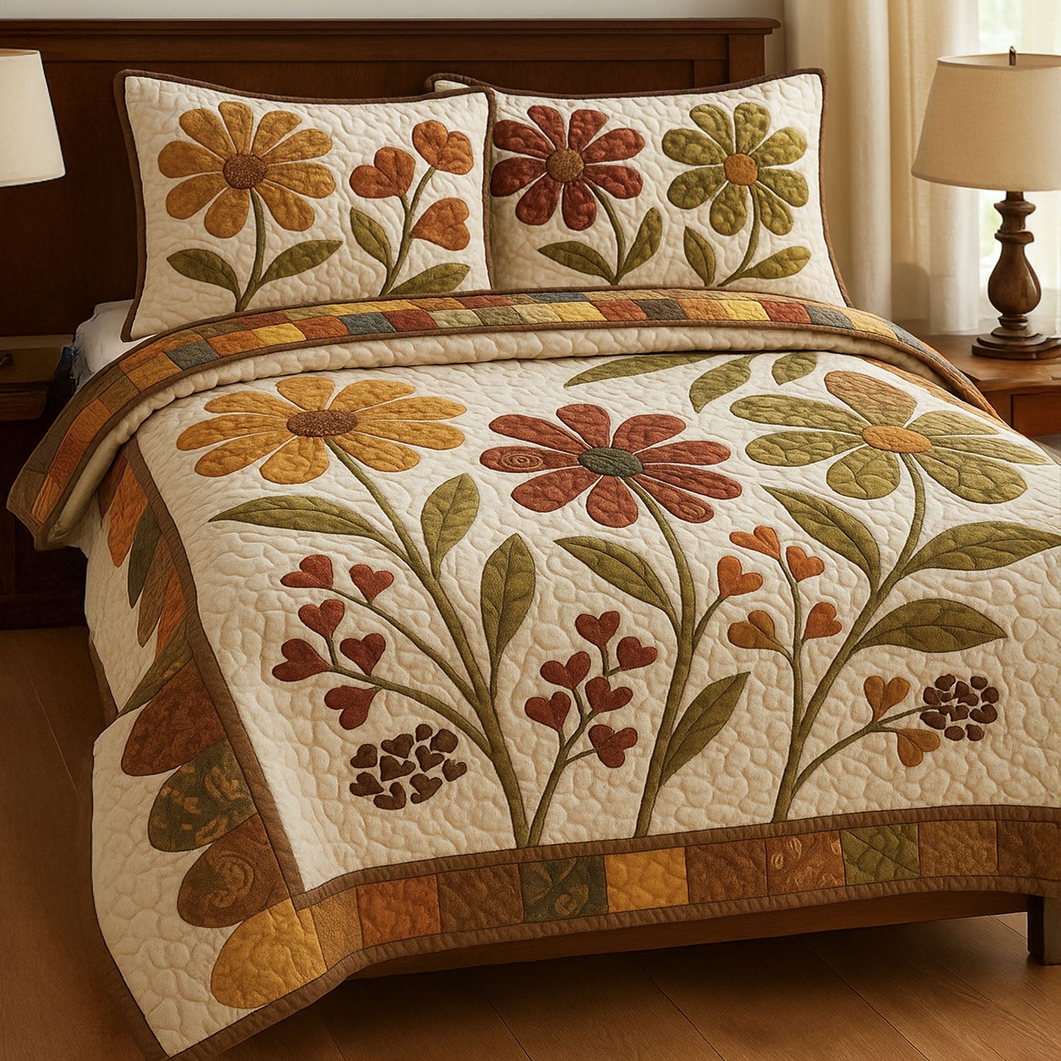 Wildflower Delight Quilted Bedding Set Best Bed Sheet Set Special Father Daughter Gifts