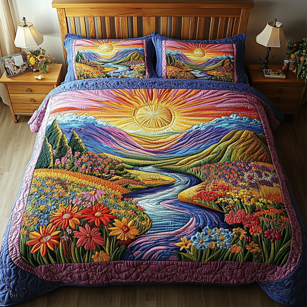 Wildflower Haven Quilted Bedding Set Duvet Cover Sheets Special Mothers Day Presents