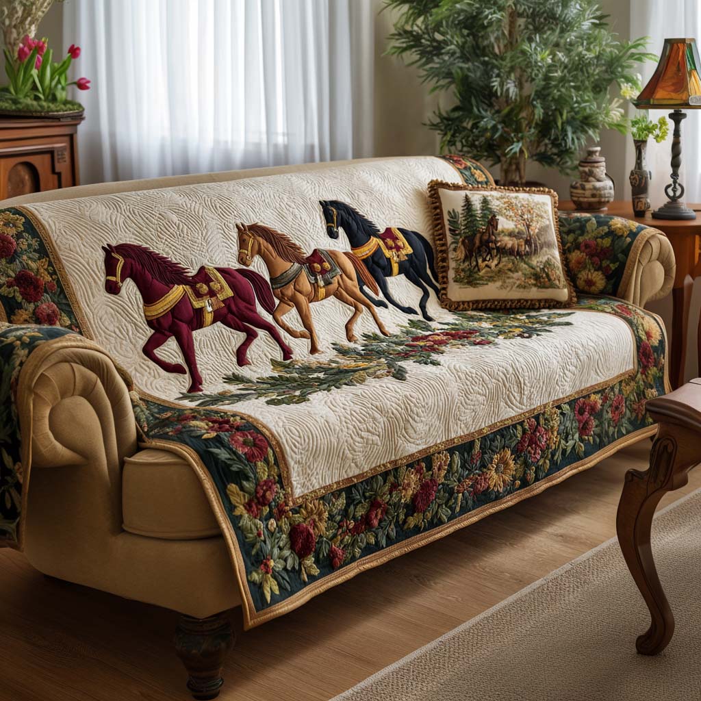 Wildflower Horse Quilted Sofa Cover Pretty Sofa Covers Unique Horse Gifts For Ladies