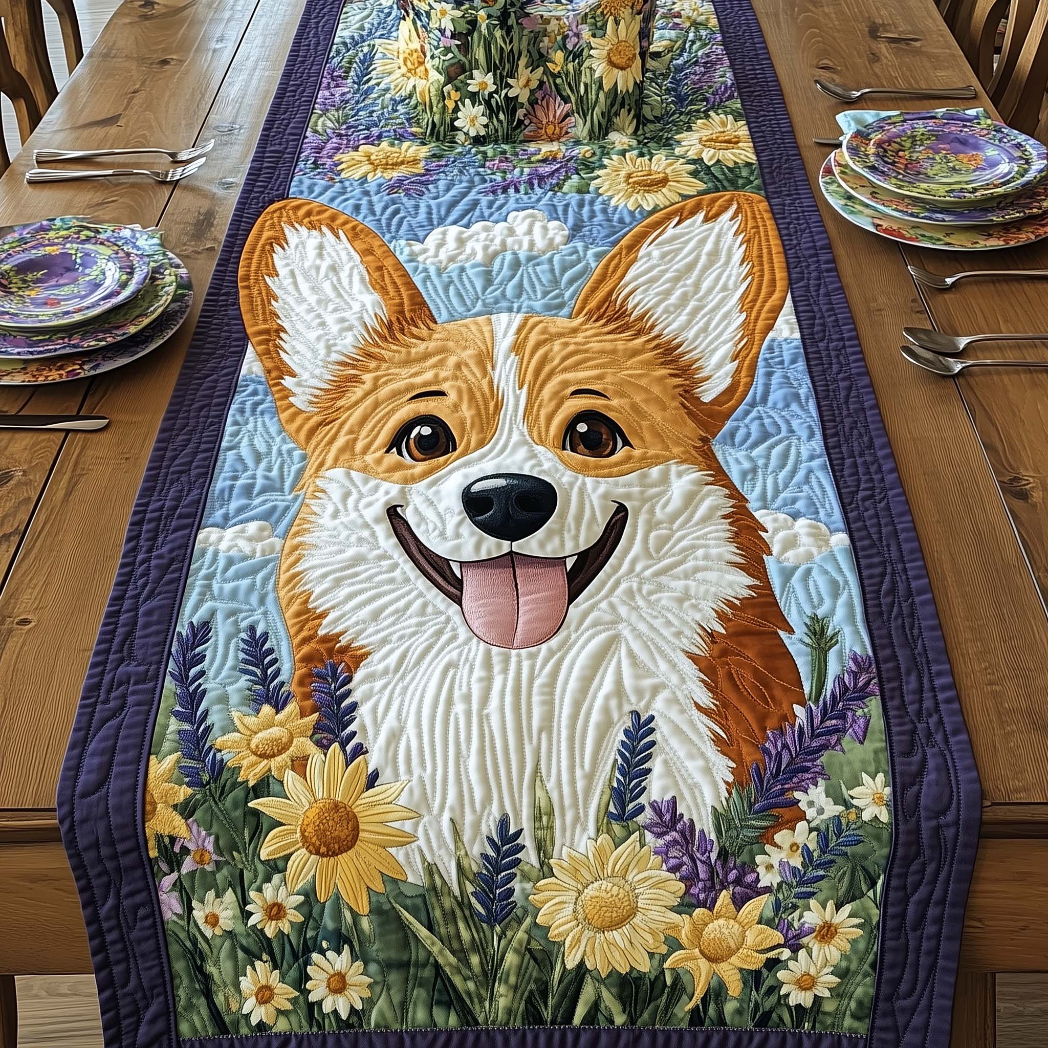 Wildflower Joy Quilted Table Runner Dining Room Table Decor Best Mothers Day Gift For Wife