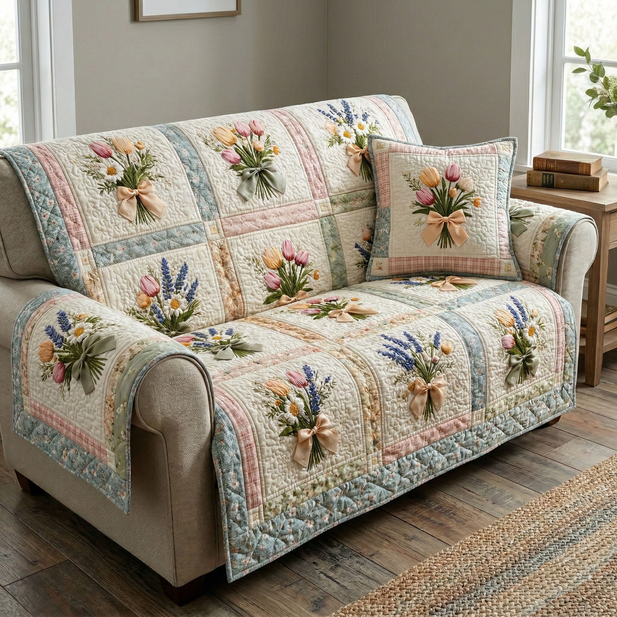 Wildflower Memory Quilted Sofa Cover Couch Seat Covers Gifts For Farmer