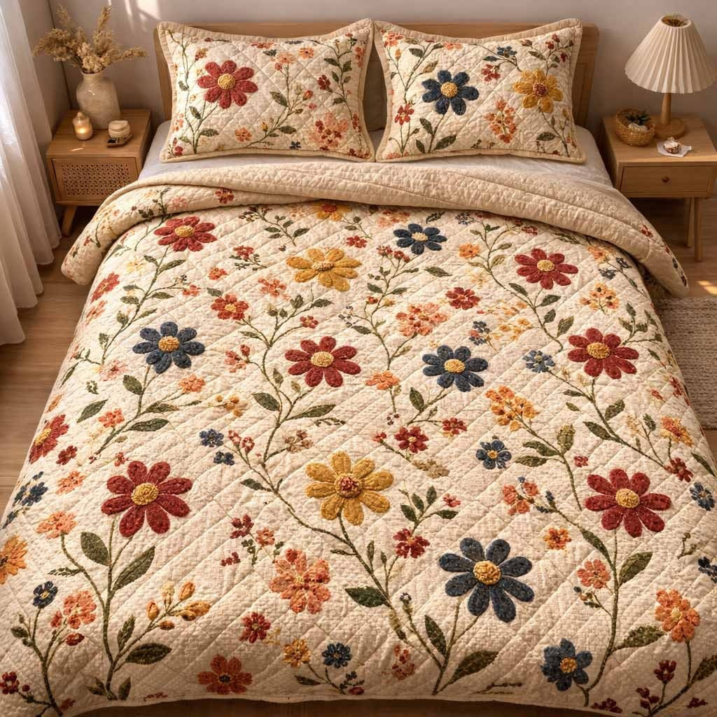 Wildflower Nest Quilted Bedding Set Cute Floral Sheets Best Mother's Day From For Daughter
