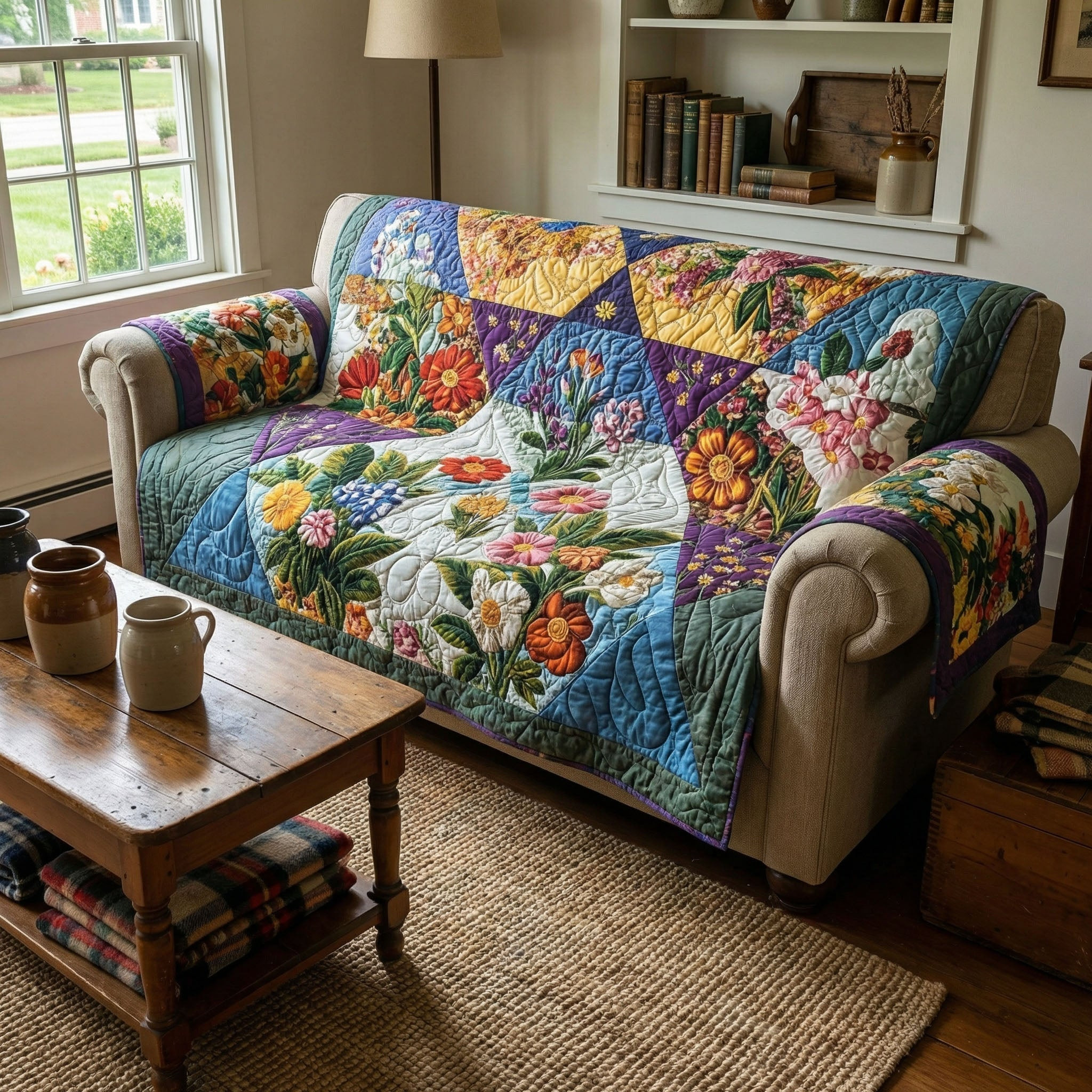 Wildflower Porch Charm Quilted Sofa Cover Sofa Couch Cover Easter Themed Gifts