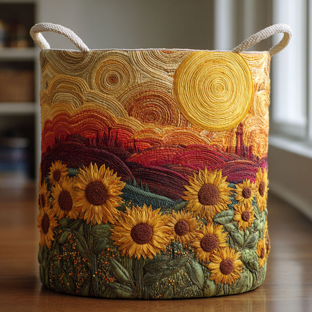 Wildflower Rise Quilted Laundry Basket Unique Clothes Hamper Presents For New House