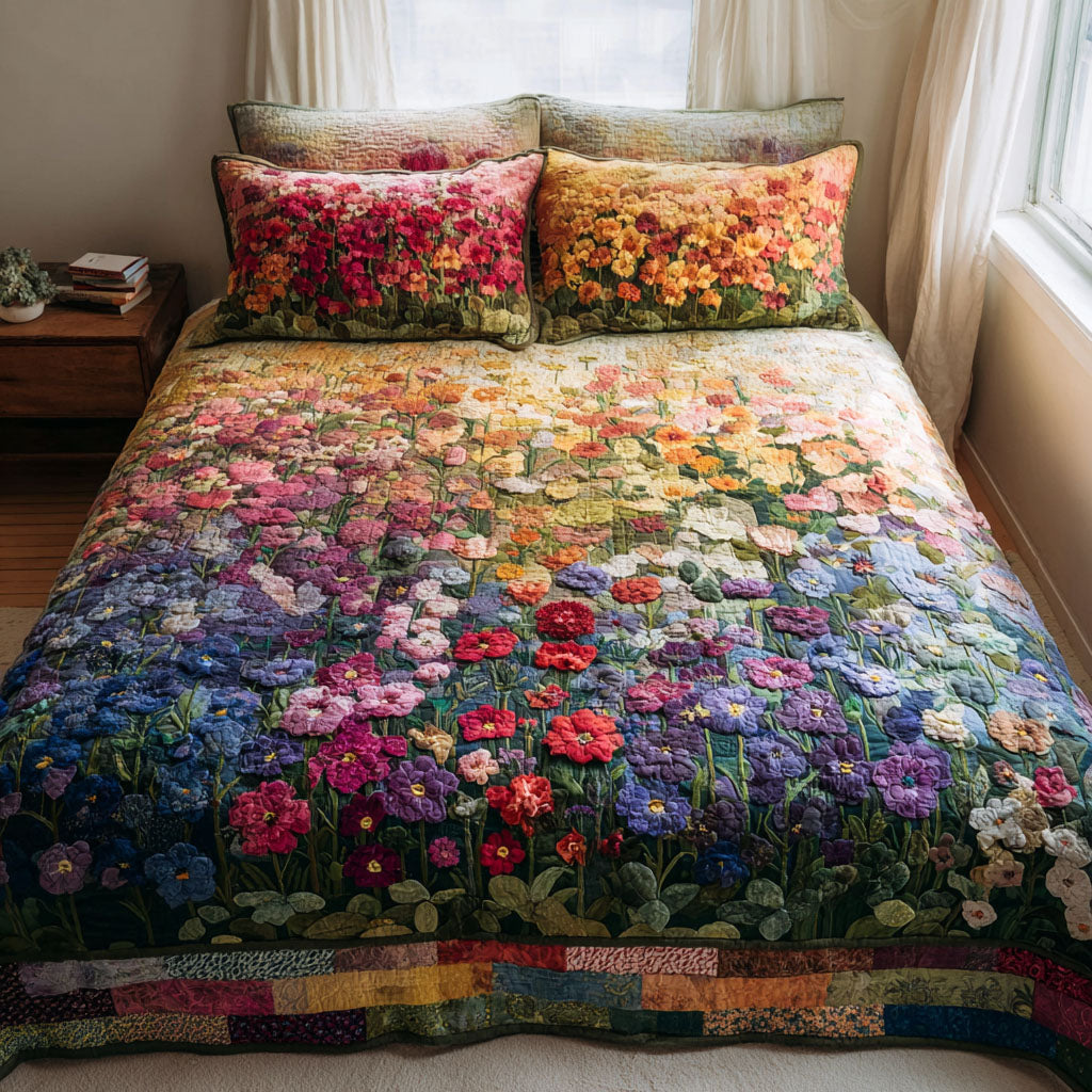 Wildflower Song Quilted Bedding Set Cute Room Decor Mother's Day Gifts For New Moms