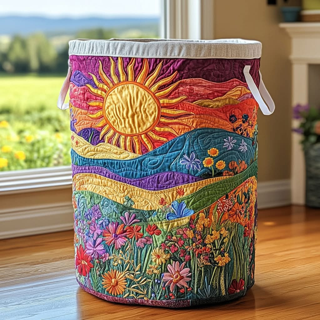 Wildflower Valley Quilted Laundry Basket Flower Lover Storage Bin Gift Decoer For Home