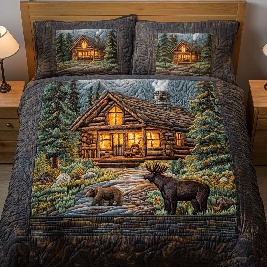 Wildlife Cabin Quilted Bedding Set Bedroom Decor Ideas Gifts For Friends