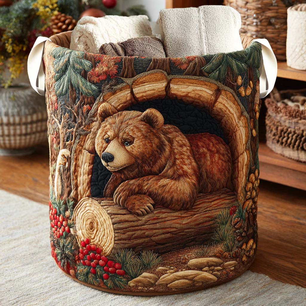 Wildwood Bear Quilted Laundry Basket Unusual Laundry Basket Best Father's Day Gifts For Dad