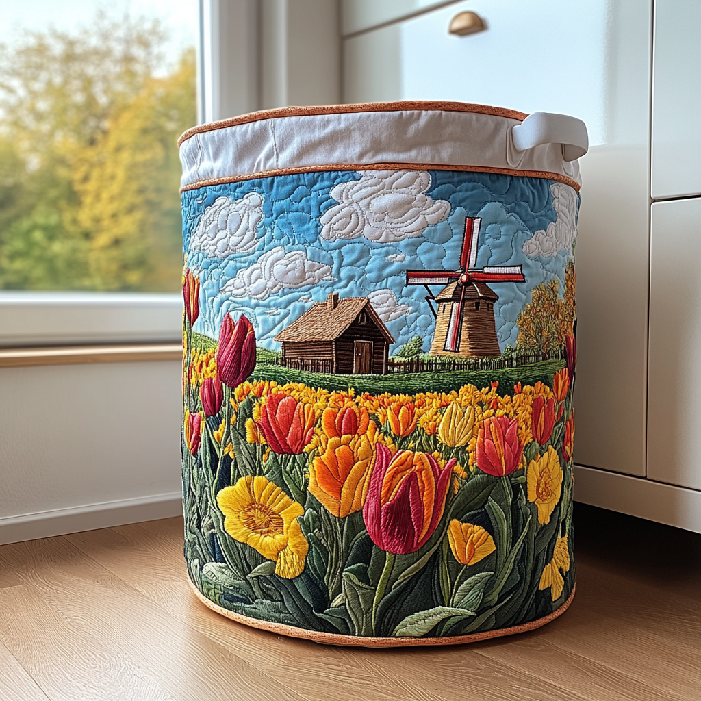 Windmill Dream Quilted Laundry Basket Home And Decor Best Last Minute Mother's Day Gifts