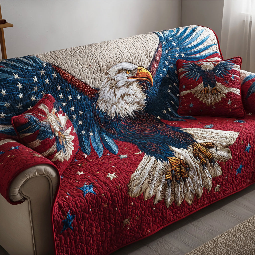 Wings of Honor Quilted Sofa Cover Couch Cover Sofa 4Th Of July Present