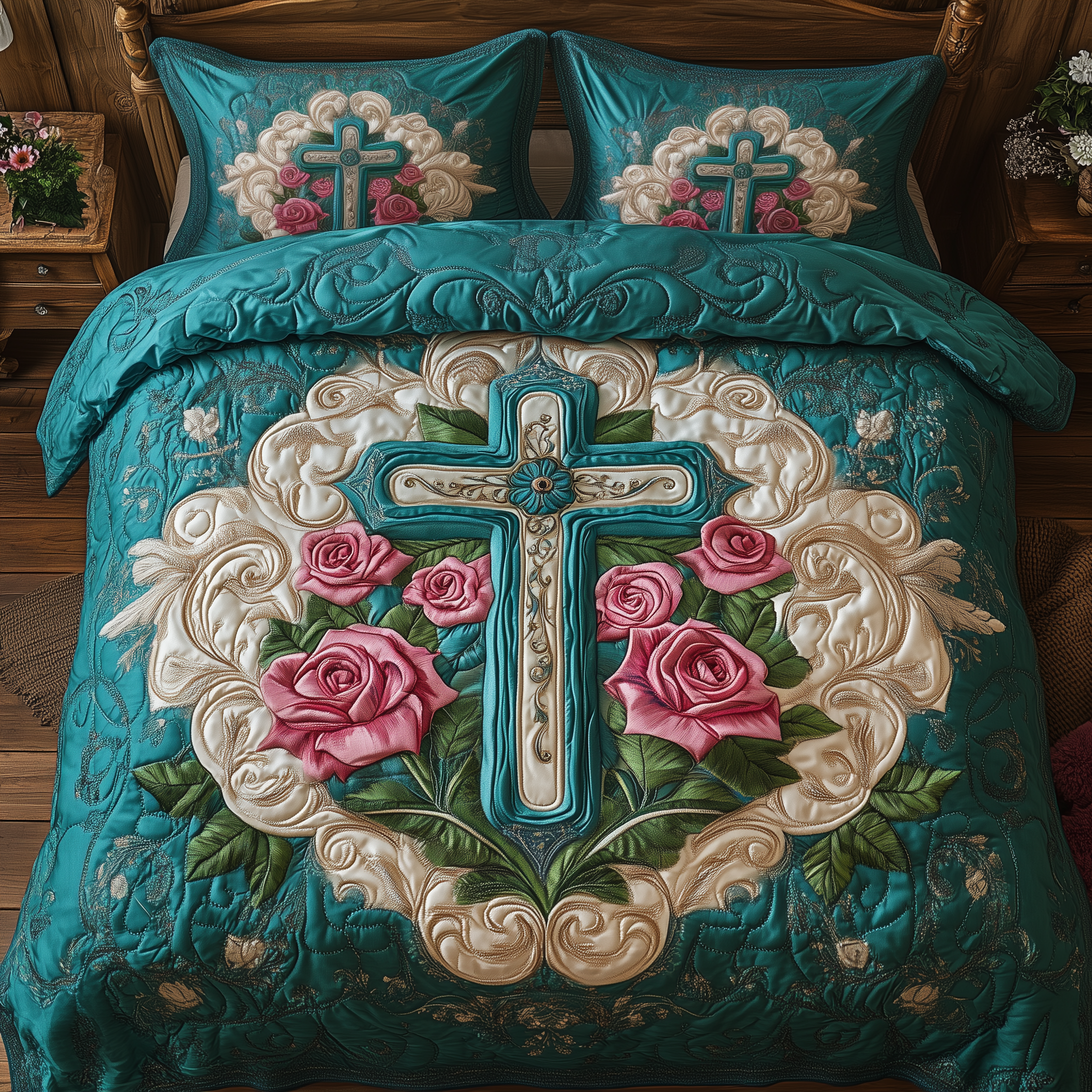 Wings of Serenity Quilted Bedding Set Best Fitted Sheets Mother's Day Church Gifts