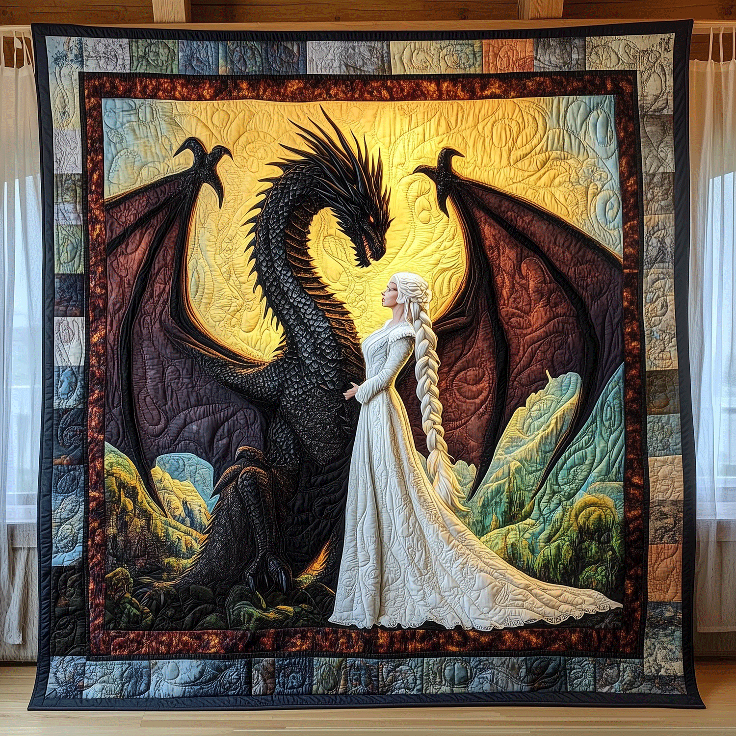 Wings of Valor Quilted Blanket Bedroom Decorations Dragon Gifts For Son