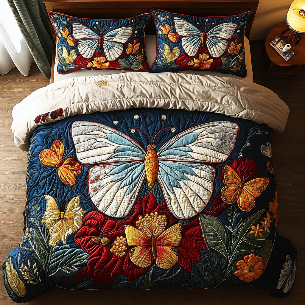 Wings of Wonder Quilted Bedding Set Aesthetic Room Decor Butterfly Gifts Mother's Day