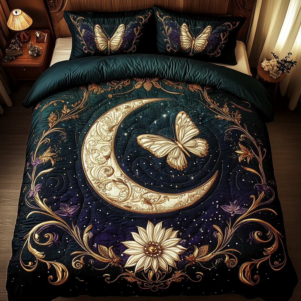 Wings of Wonder Quilted Bedding Set Best King Sheets Butterfly Gifts For Girlfriend