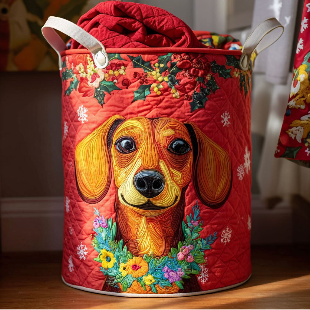Winnie Joy Quilted Laundry Basket Clothes Basket Sausage Dog Merchandise