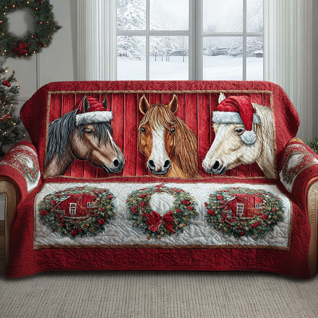 Winter Barn Quilted Sofa Cover Christmas Couch Cover Gift Ideas For Horse Lovers