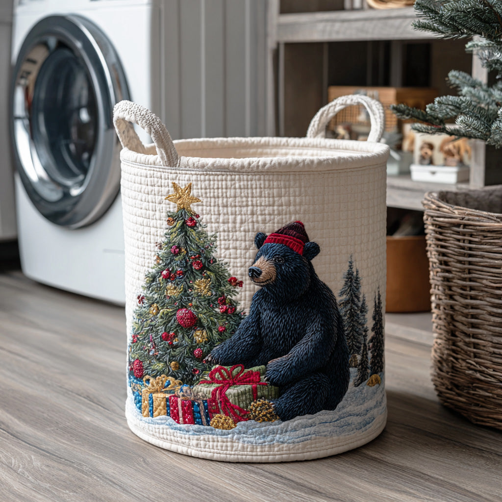 Winter Bear Dream Quilted Laundry Basket Unique Laundry Basket Family Xmas Gift Ideas