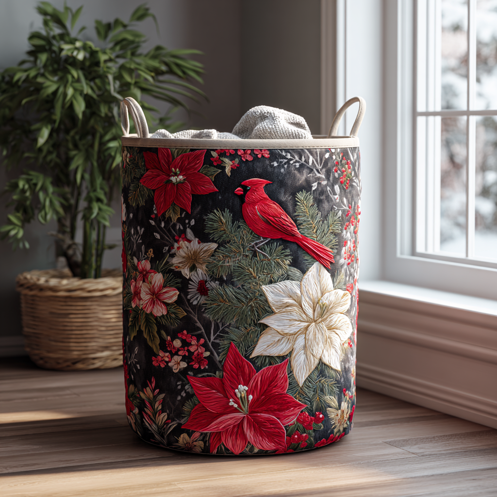 Winter Bloom Quilted Laundry Basket Foldable Clothes Hamper Great Christmas Ideas Presents